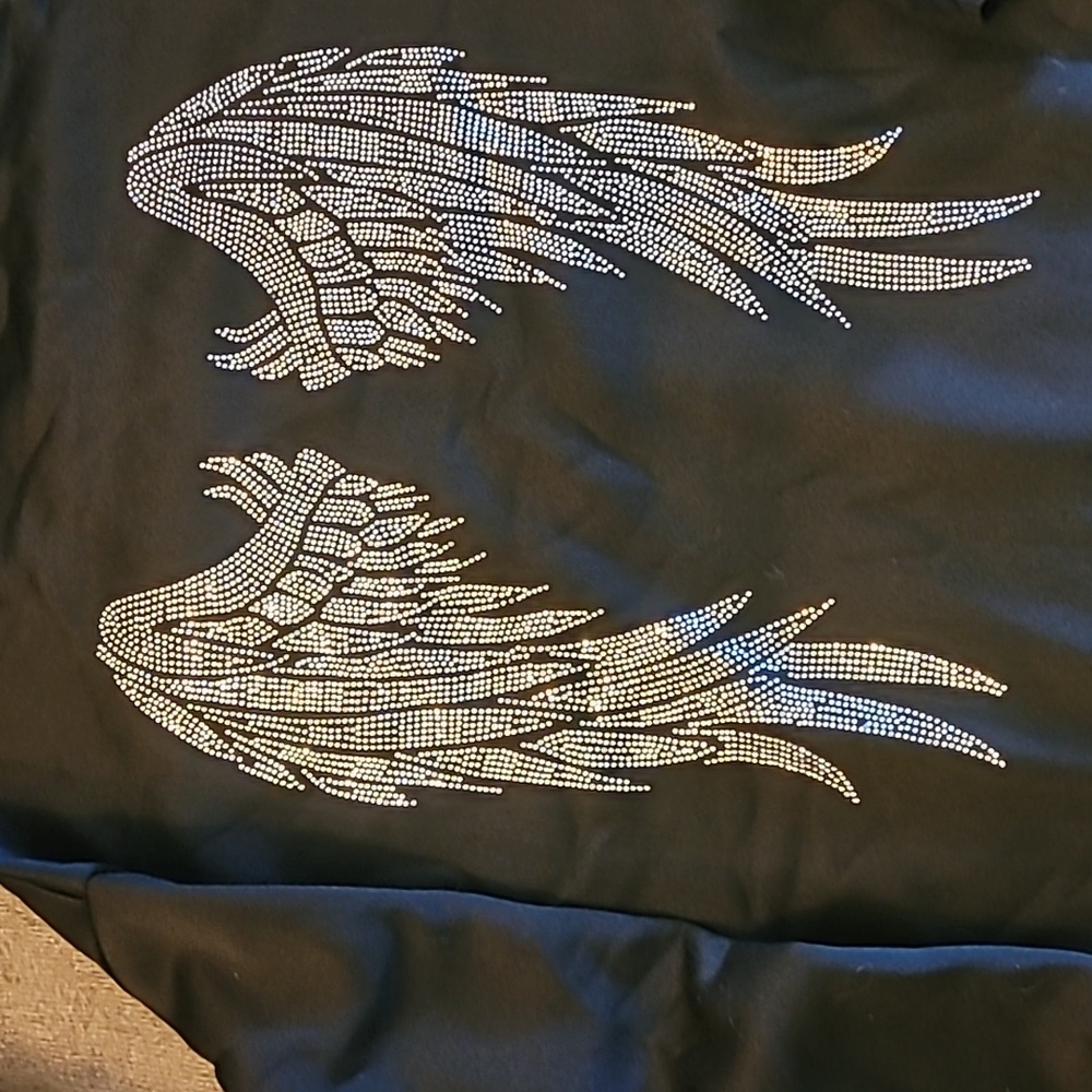 Rhinestone sweater Angel Wings Sweatshirt, Long Sleeve Crew Neck sweater shiny - Picture 8 of 12